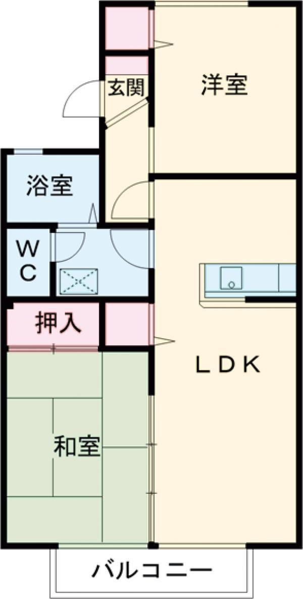エクセラン佐藤 A(2LDK/1階)の間取り写真