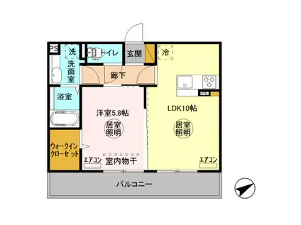 プリムヴェール(1LDK/3階)の間取り写真