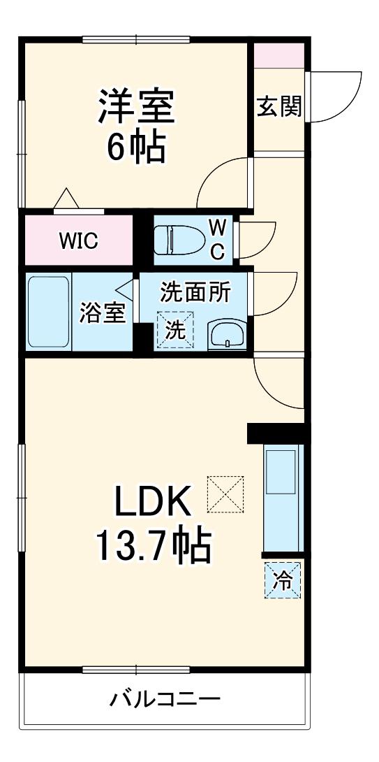 ドゥ ヴァンクール Ⅱ(1LDK/3階)の間取り写真
