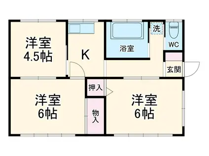 飯田線 船町駅 徒歩26分 1階建 築57年(3K)の間取り写真