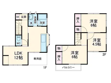 東海道本線 興津駅 徒歩27分 2階建 築42年(3LDK)の間取り写真