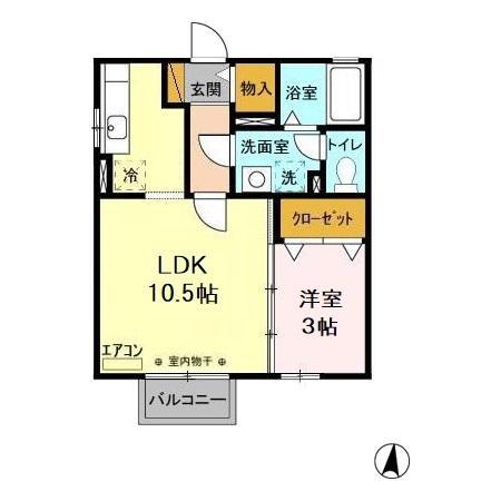 ヴィラドエル(1LDK/2階)の間取り写真