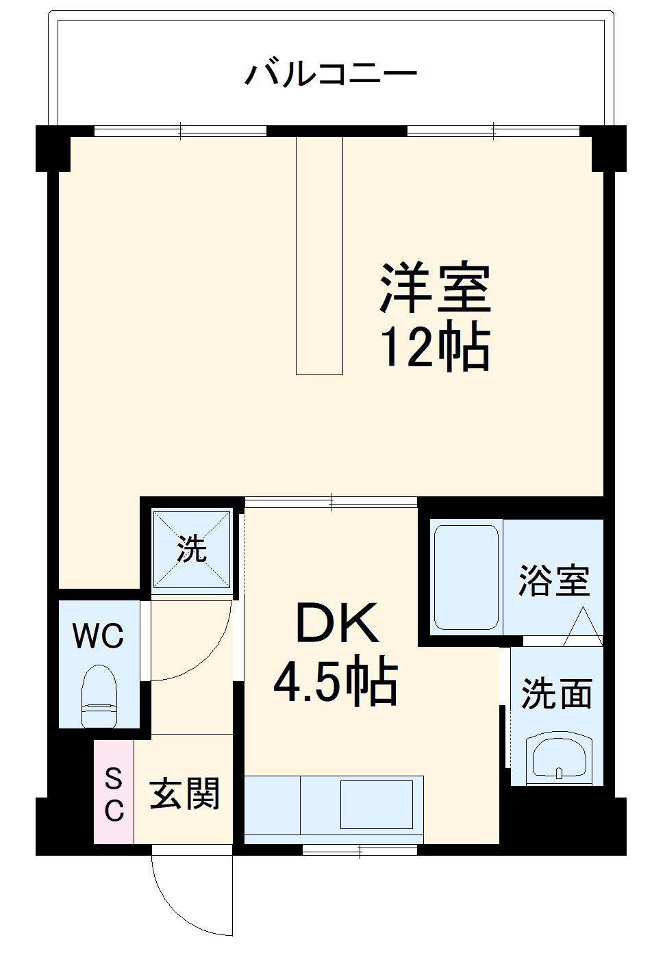 フェリス宮前平Ⅱ(1DK/1階)の間取り写真