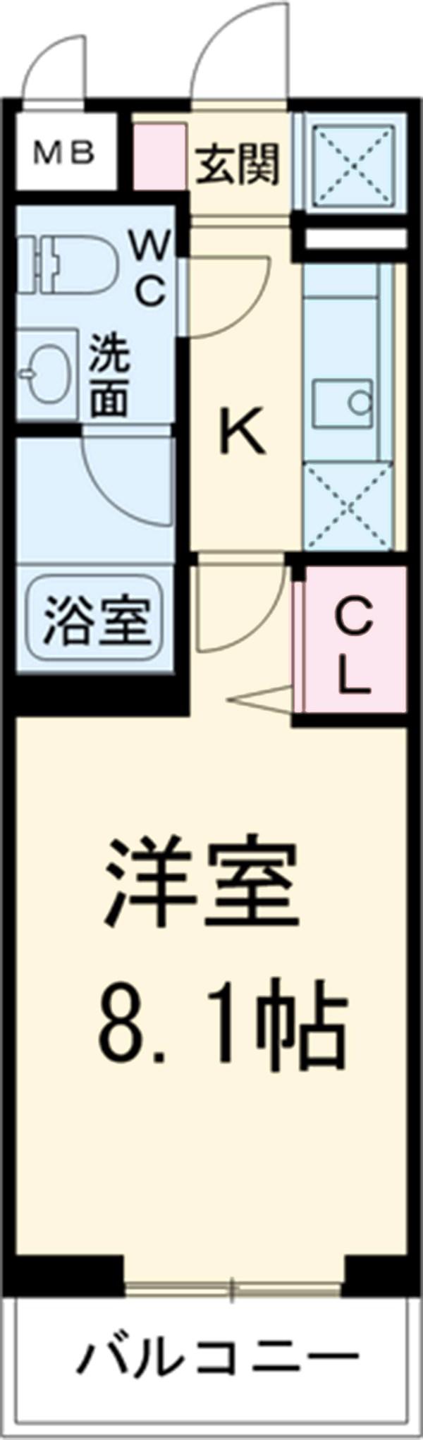 びゅうコート国府津(1K/2階)の間取り写真