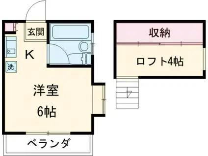 メゾンドたかの台(1K/2階)の間取り写真