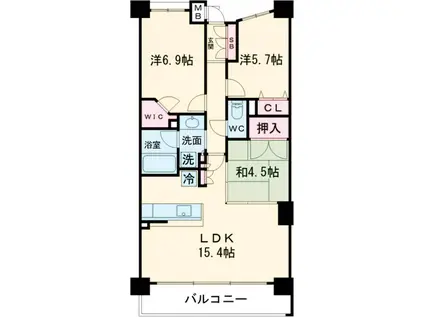 プレサンスロジェ太秦天神川駅前(3LDK/2階)の間取り写真