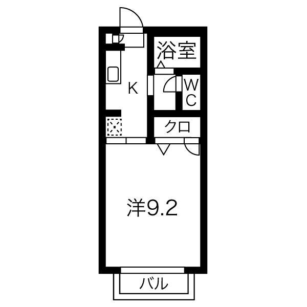 メゾンサンフラワーC(1K/1階)の間取り写真