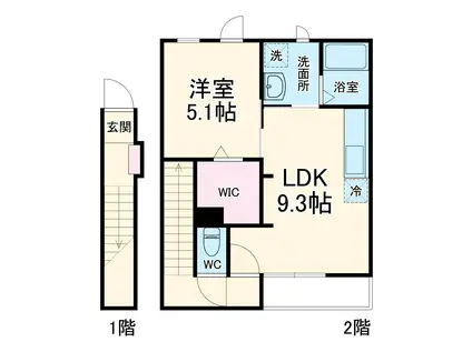 ポートハイツ(1LDK/2階)の間取り写真