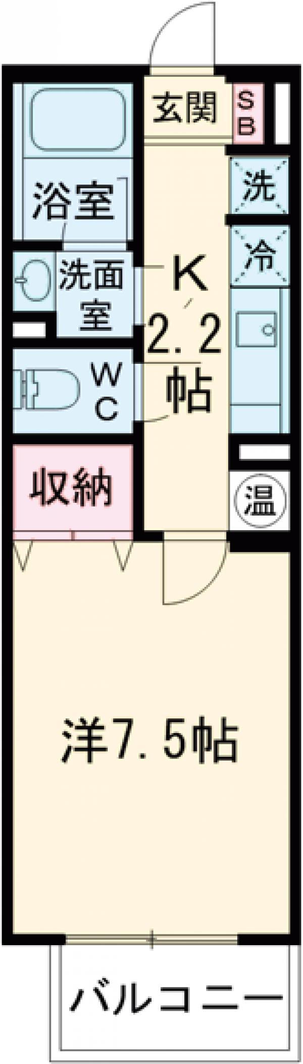 ベルク城山壱番館(1K/2階)の間取り写真