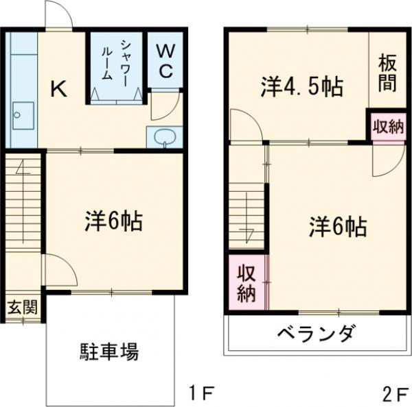 富秋町連棟借家(3DK)の間取り写真