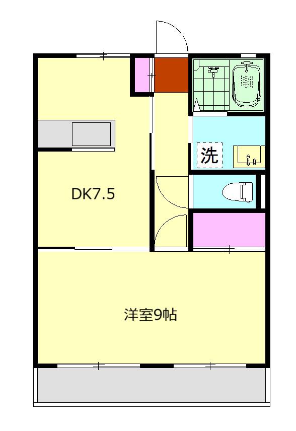 足柄ハイツ(1DK/2階)の間取り写真