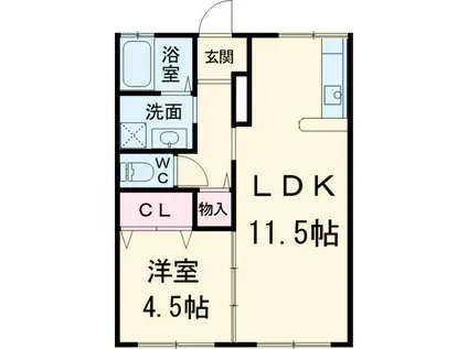 グリーンルーフ2(1LDK/1階)の間取り写真