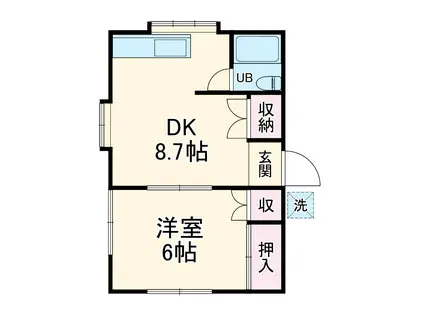 メゾンド富士(1DK/2階)の間取り写真