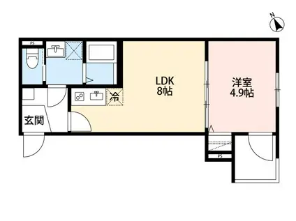 グランデール春日部(1LDK/3階)の間取り写真