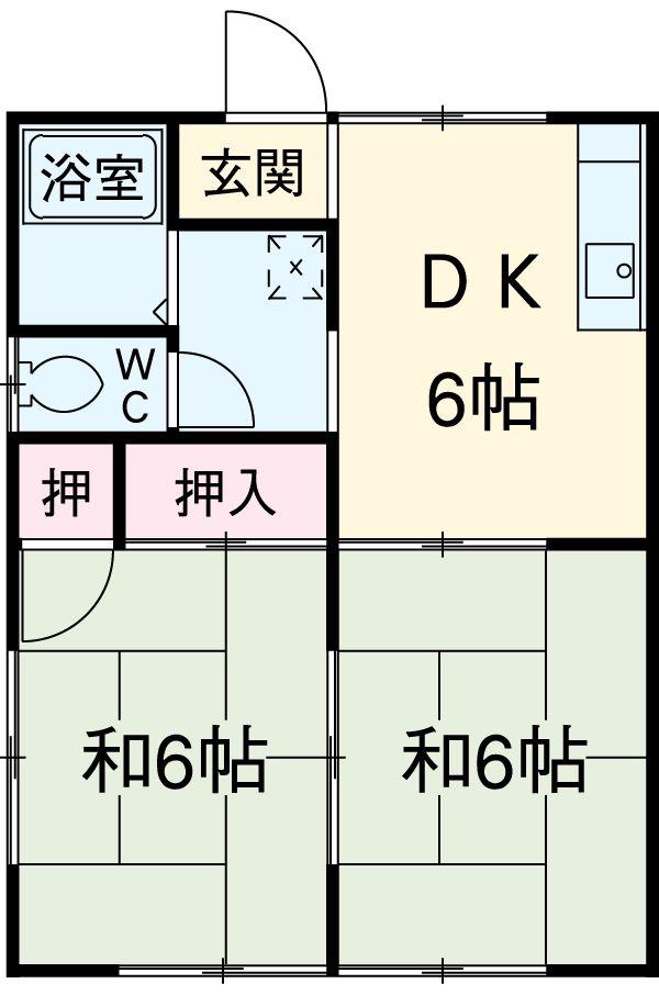 コーポ寿 A(2DK/2階)の間取り写真