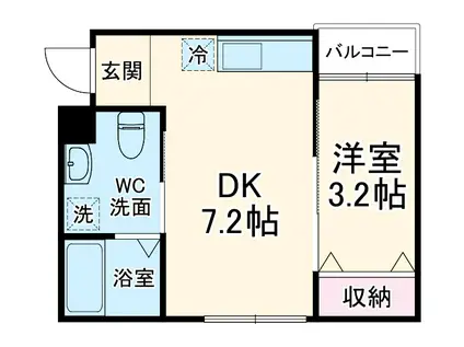 ウエスト9五条烏丸(1DK/2階)の間取り写真