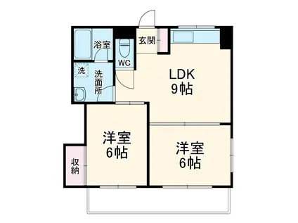 ベルセゾン行徳(2LDK/1階)の間取り写真