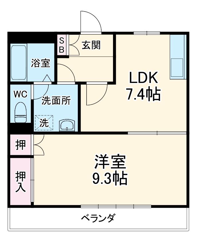 メゾン花水木Ⅱ(1DK/2階)の間取り写真