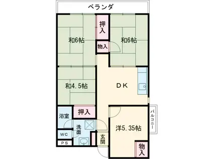 グリーンビレッジやなぜ(4DK/5階)の間取り写真