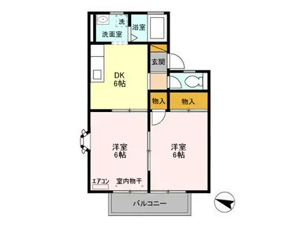 グランメールⅡ(2DK/2階)の間取り写真