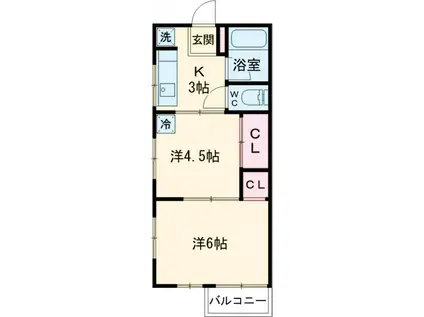 上原マンション(2K/4階)の間取り写真