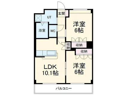 ふぁみーるA棟B棟(2LDK/1階)の間取り写真