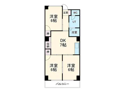 GKT7591年間家賃10000円ダウン&&初回保証料&保険(3DK/3階)の間取り写真