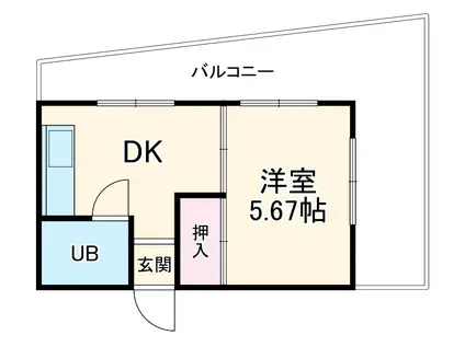 八田さかえビル(1DK/5階)の間取り写真
