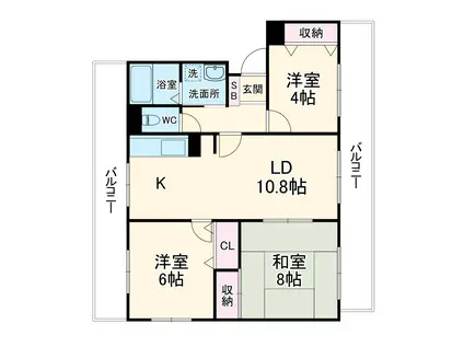グランコート草加(3LDK/3階)の間取り写真