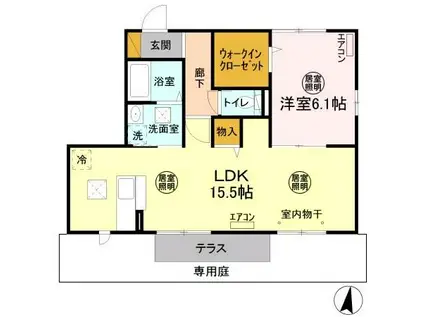 ワンリーフ A(1LDK/1階)の間取り写真