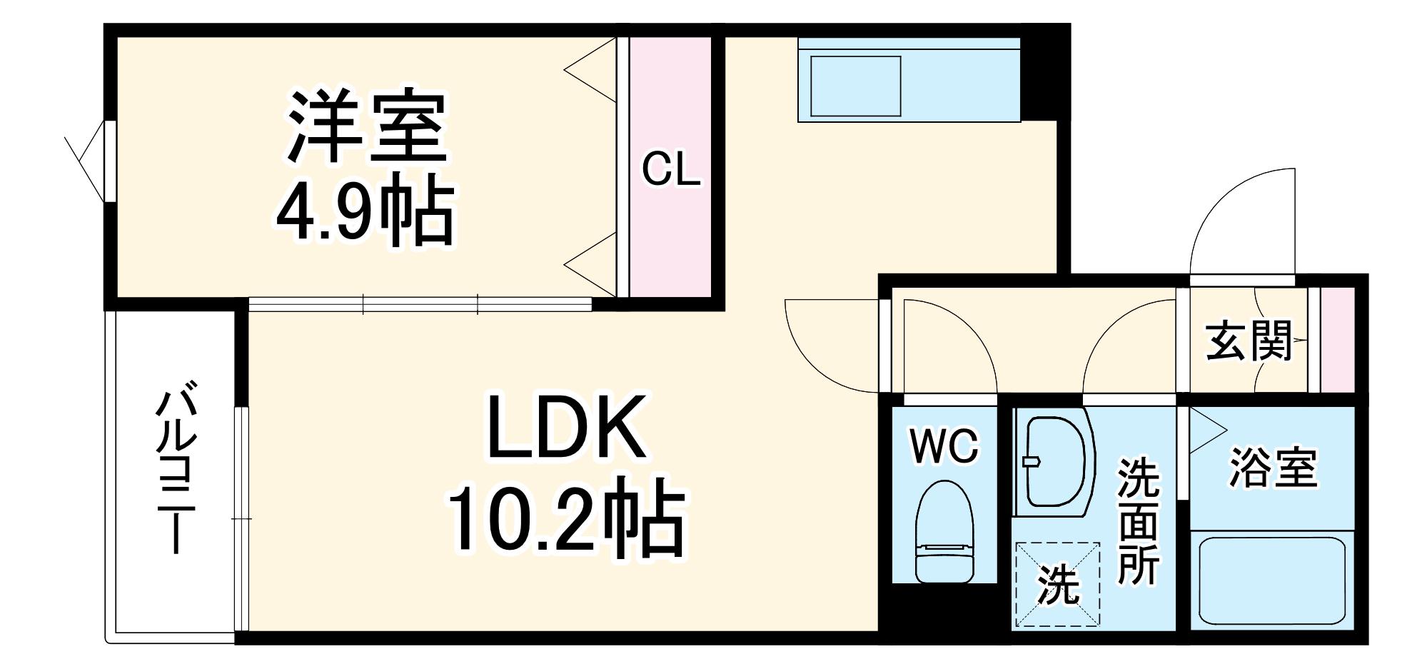 RIEMON蛍池(1LDK/1階)の間取り写真