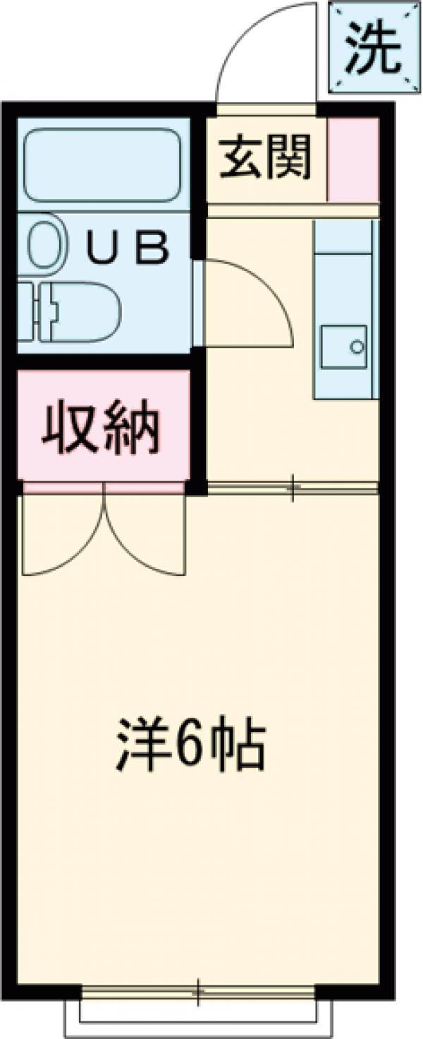 若葉フラット(1K/1階)の間取り写真
