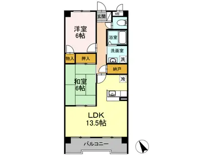 エスパシオ佐千原(2LDK/5階)の間取り写真