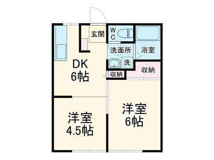 ハイツセゾン2(2DK/1階)の間取り写真