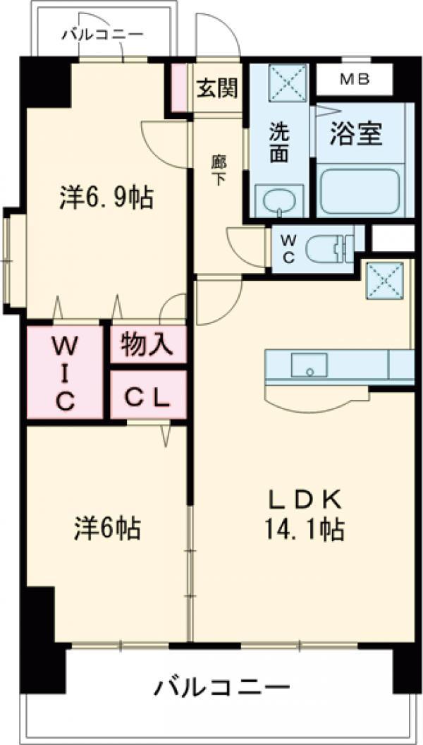 イーストパル博多Ⅱ(2LDK/10階)の間取り写真