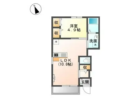 クレール松葉Ⅲ(1LDK/1階)の間取り写真