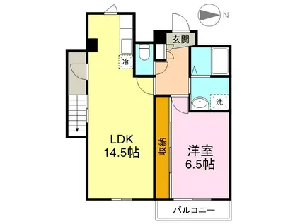 ドミール21ウエスト(1LDK/2階)の間取り写真