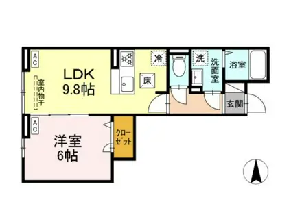 グラナーデ六町Ⅱ(1LDK/1階)の間取り写真