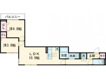 セレスティア南篠崎町(2LDK/1階)の間取り写真