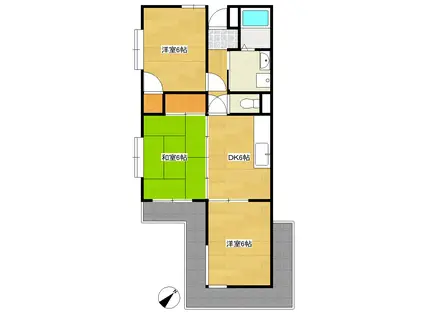 東海ホーム鴨江(3DK/2階)の間取り写真