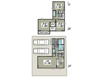 中央本線 八王子駅 バス乗車時間:19分 川口やまゆり館バス停で下車 徒歩3分 2階建 築2年(3LDK)の間取り写真