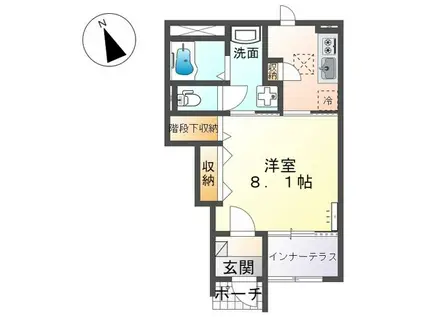 ウィステリア・Ⅱ(1K/1階)の間取り写真