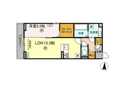 プライムヒル(1LDK/2階)の間取り写真