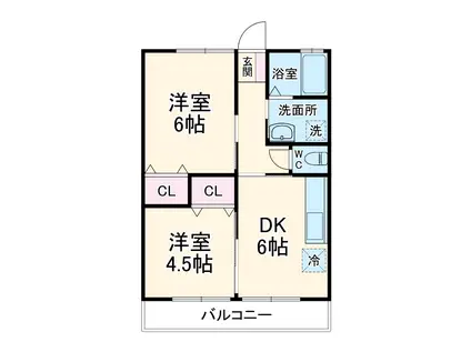 ロイヤルクレセント(2DK/1階)の間取り写真