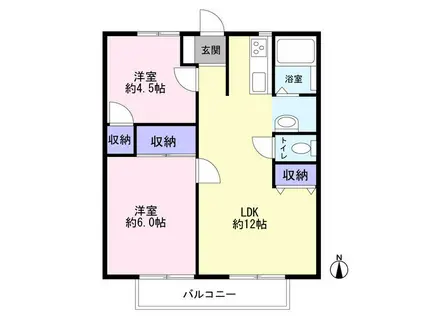 メゾン・ド・サンシャインⅠ(2LDK/1階)の間取り写真