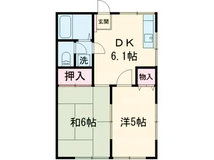 アーバンハイツ船橋(2DK/1階)の間取り写真