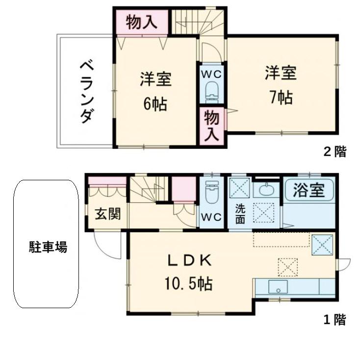 阪急電鉄京都線 洛西口駅 徒歩14分 2階建 築2年(2LDK)の間取り写真