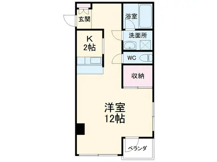 アイエスビル(ワンルーム/2階)の間取り写真