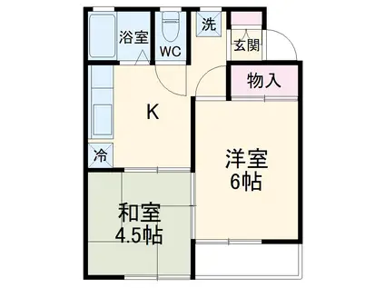 コーポ中山A(2K/1階)の間取り写真