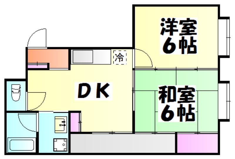 WAKABAビル(2DK/3階)の間取り写真
